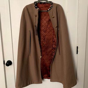 VTG NWT FRANCES FANTARELLA lined wool cape leopard